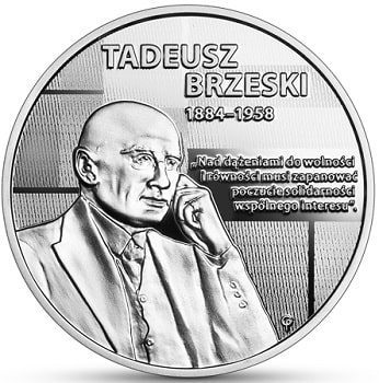 Moneta z postacią Tadeusza Brzeskiego - rewers